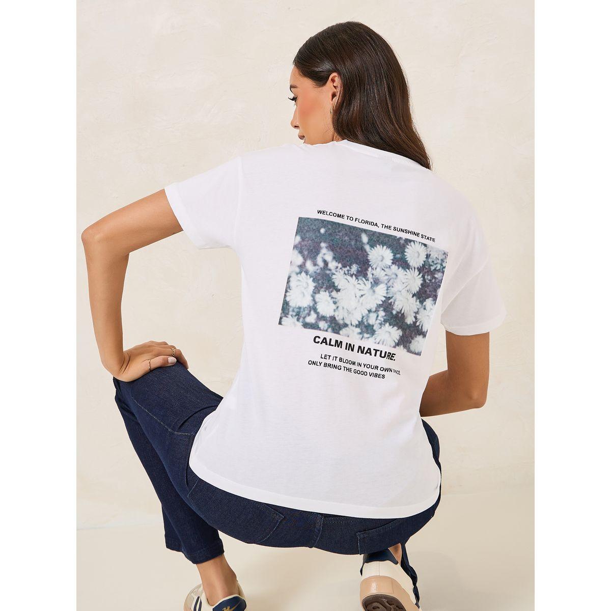 Styli Regular Fit Calm in Nature Graphic Drop Shoulder T-Shirt-women-clothing-tshirts-image-1