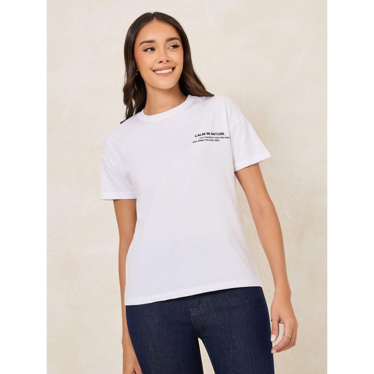 Styli Regular Fit Calm in Nature Graphic Drop Shoulder T-Shirt-women-clothing-tshirts-image-3