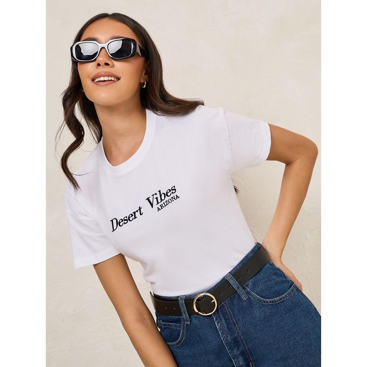 Styli Regular Fit Desert Vibes Embroidered Slogan T-Shirt-women-clothing-tshirts-image-1