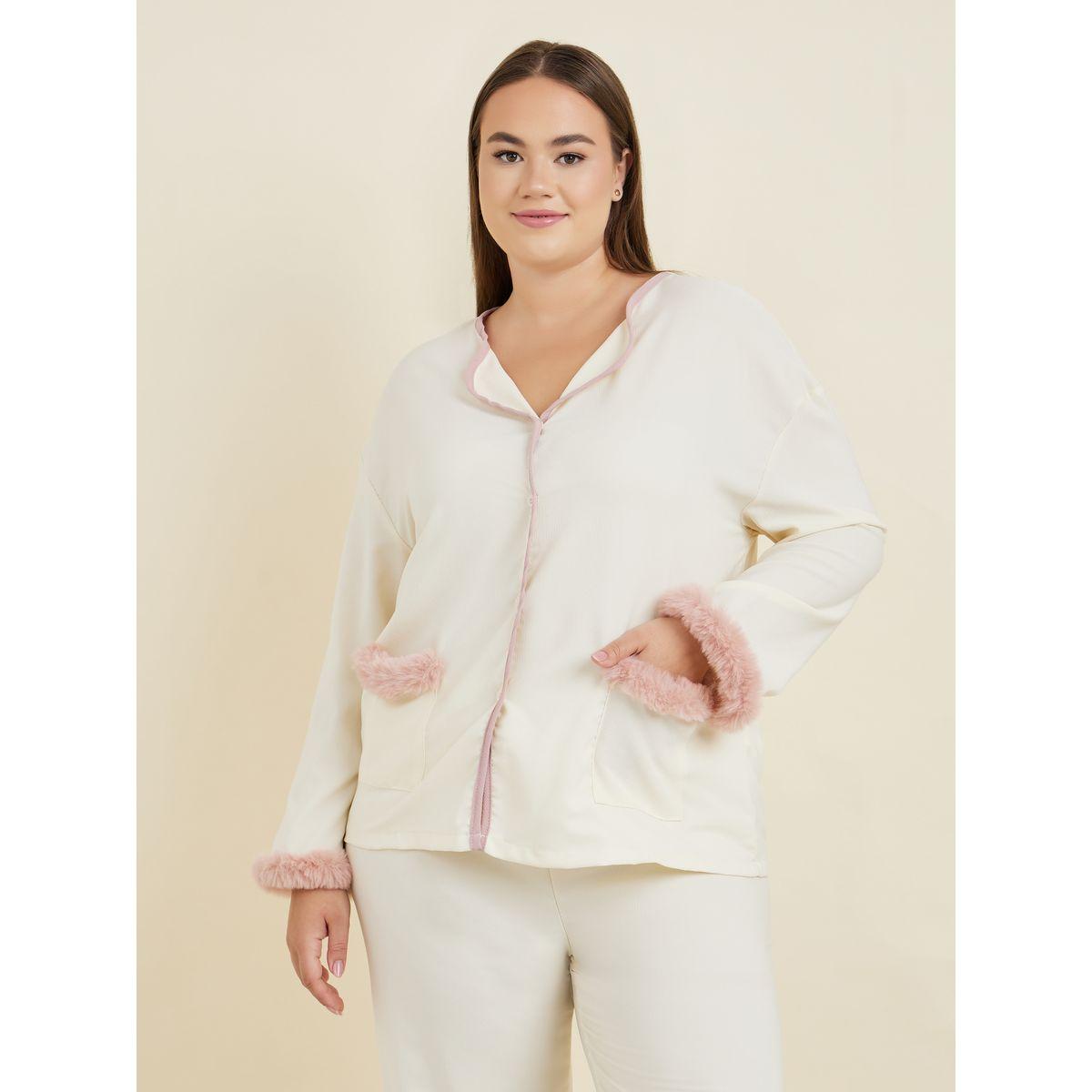 طقم من بنطال بيجاما مع بلوزة بمقاس كبير-women-clothing-nightwear-pyjamas-longsets-image-2
