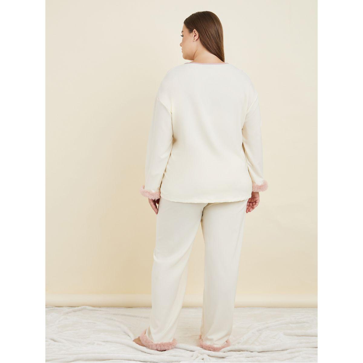طقم من بنطال بيجاما مع بلوزة بمقاس كبير-women-clothing-nightwear-pyjamas-longsets-image-4