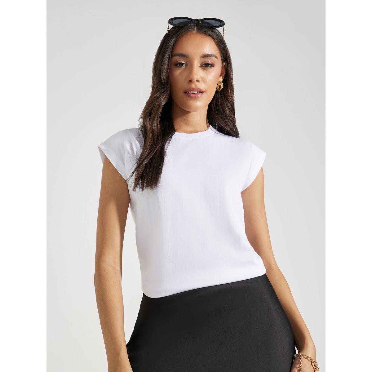 Styli Regular Fit Cotton Cap Sleeves T-Shirt-women-clothing-tshirts-image-1