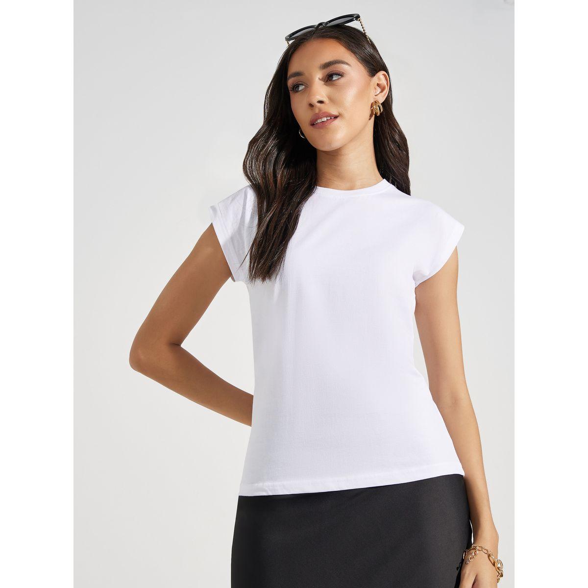Styli Regular Fit Cotton Cap Sleeves T-Shirt-women-clothing-tshirts-image-2