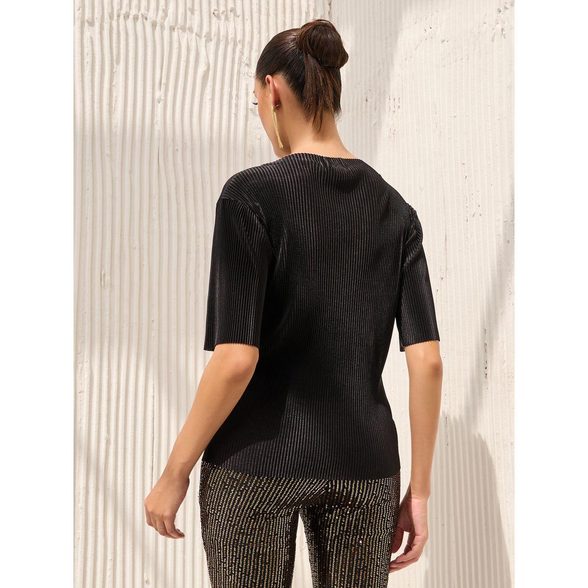 Styli Regular Fit Plisse Textured High Neck T-Shirt-women-clothing-tshirts-image-7