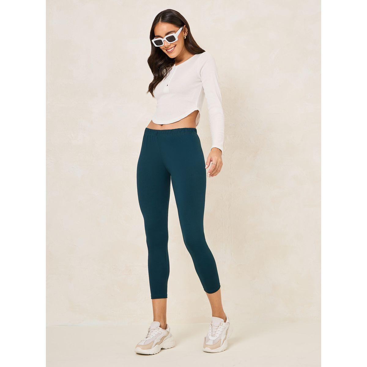 Styli Basic Elastic Waistband Crop Leggings-women-clothing-bottoms-leggings-image-2