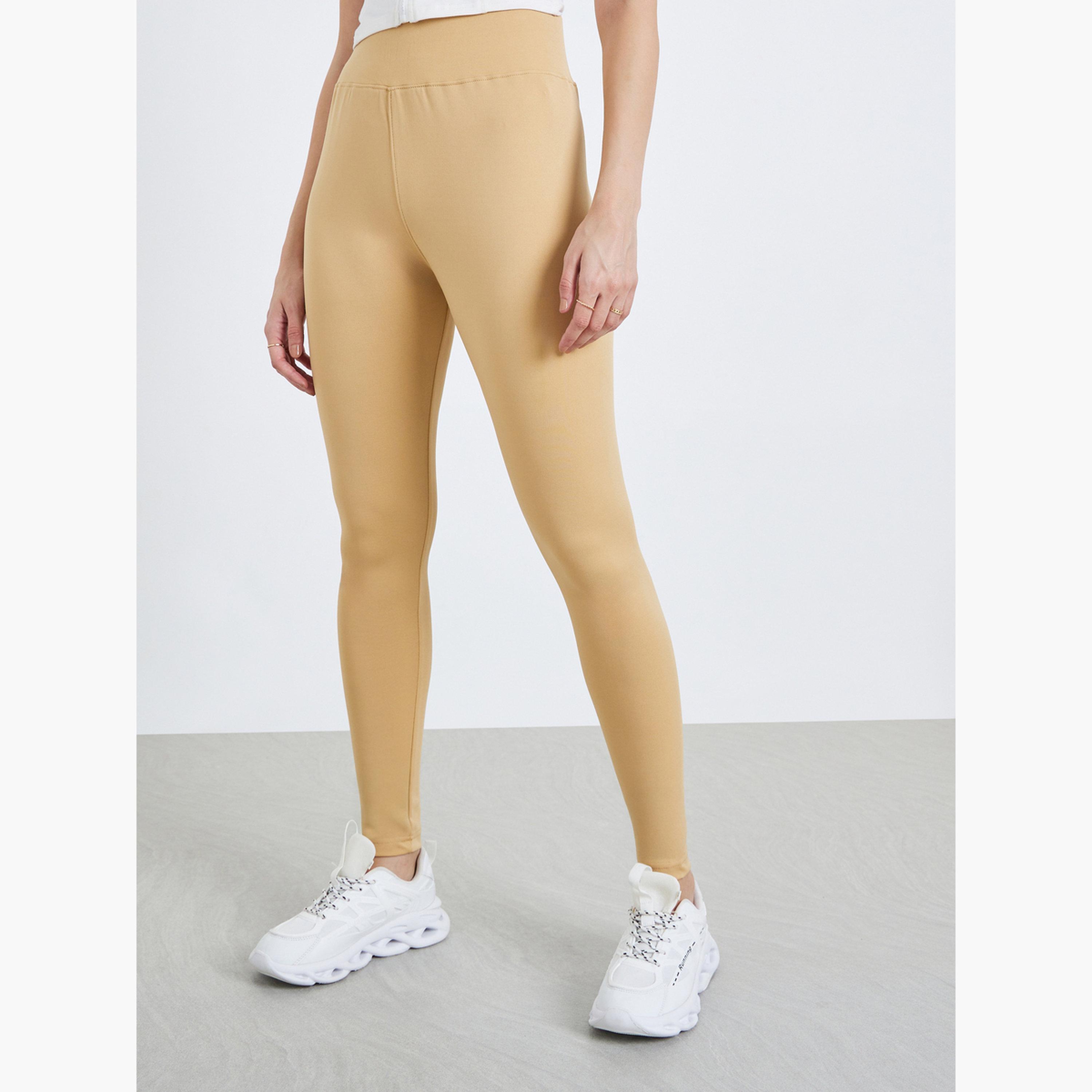 Styli Women Khaki High-Rise Skinny Leggings-women-clothing-bottoms-leggings-image-1