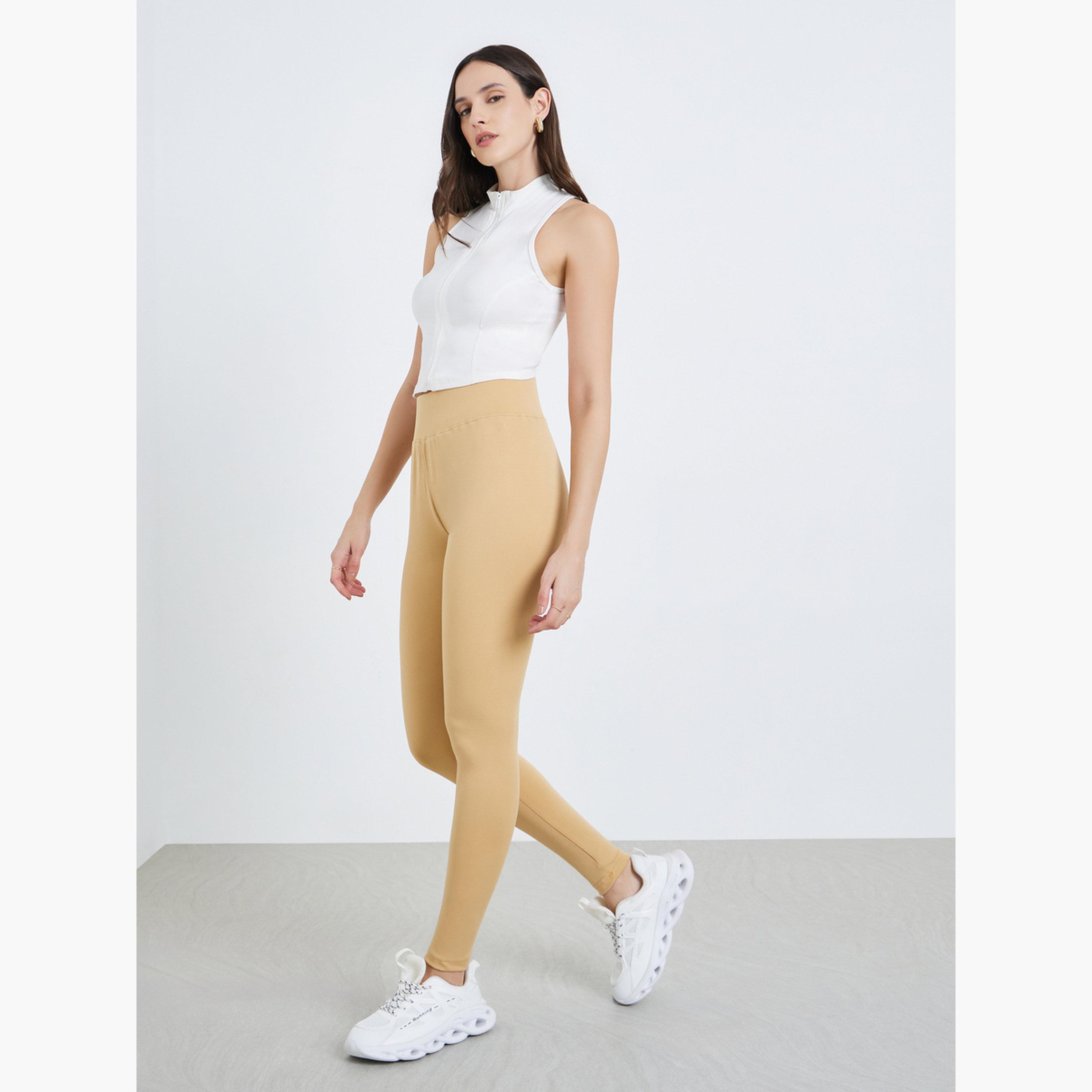 Styli Women Khaki High-Rise Skinny Leggings-women-clothing-bottoms-leggings-image-2