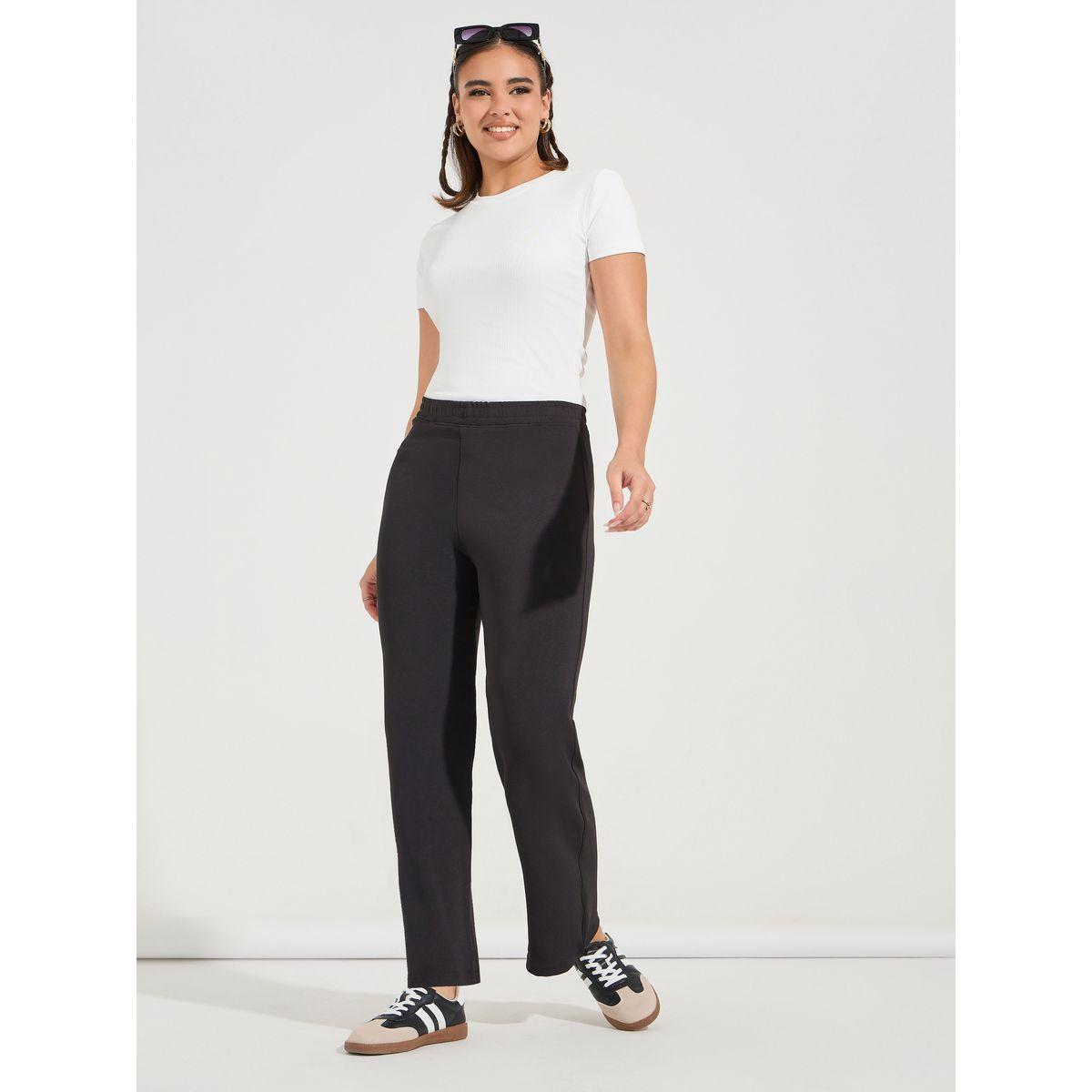 Styli Solid Fit & Flare Elastic Waistband Leggings-women-clothing-bottoms-leggings-image-1