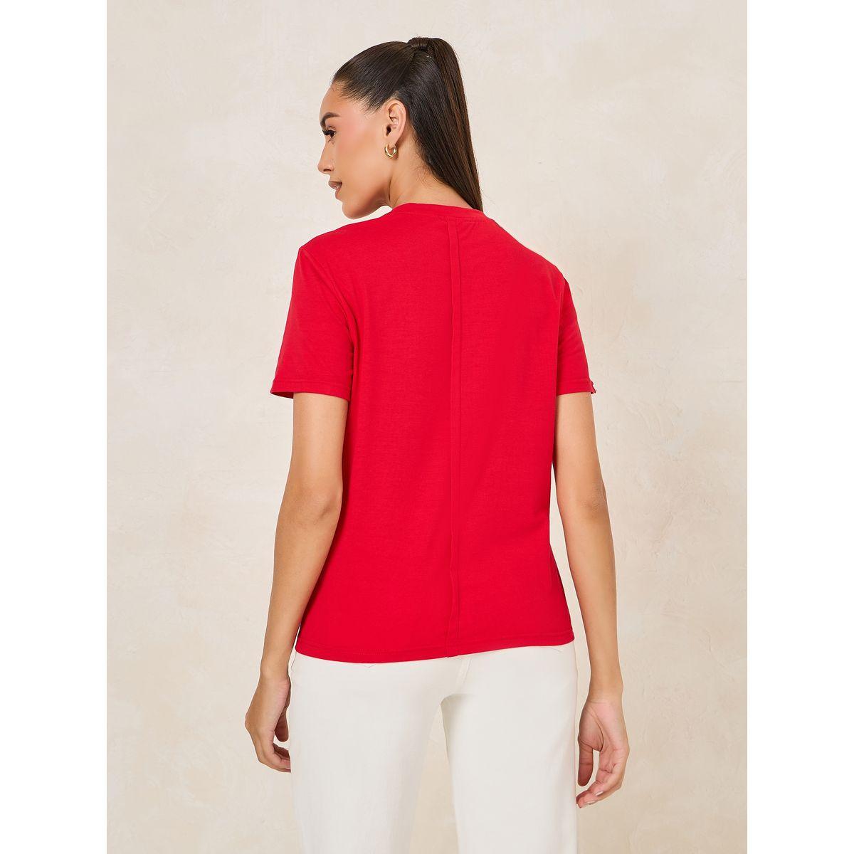 تيشيرت سادة بياقة دائرية واكمام قصيرة-women-clothing-tshirts-image-4