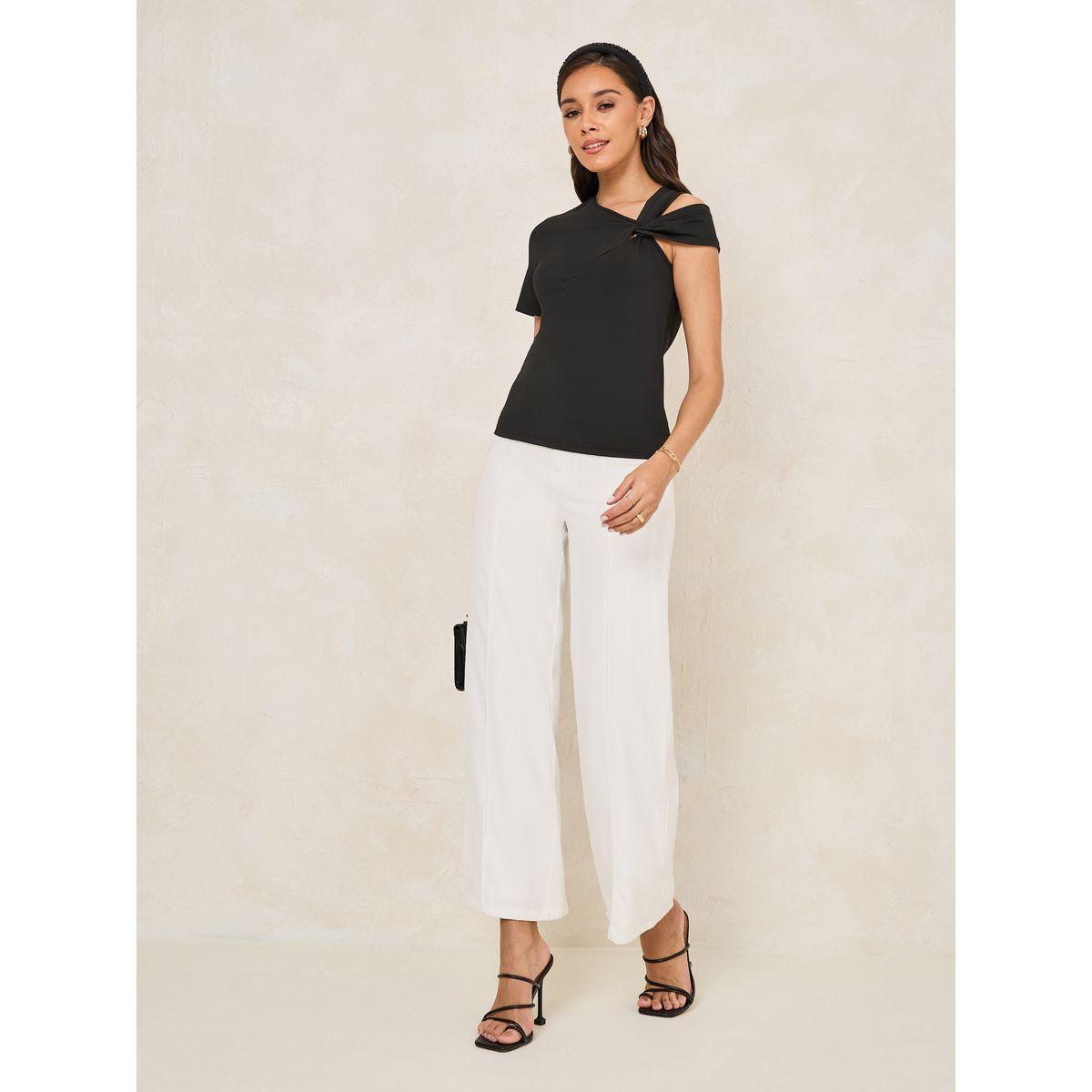 Styli Fitted Asymmetric Neck T-Shirt with Cut-Out Detail-women-clothing-tshirts-image-3