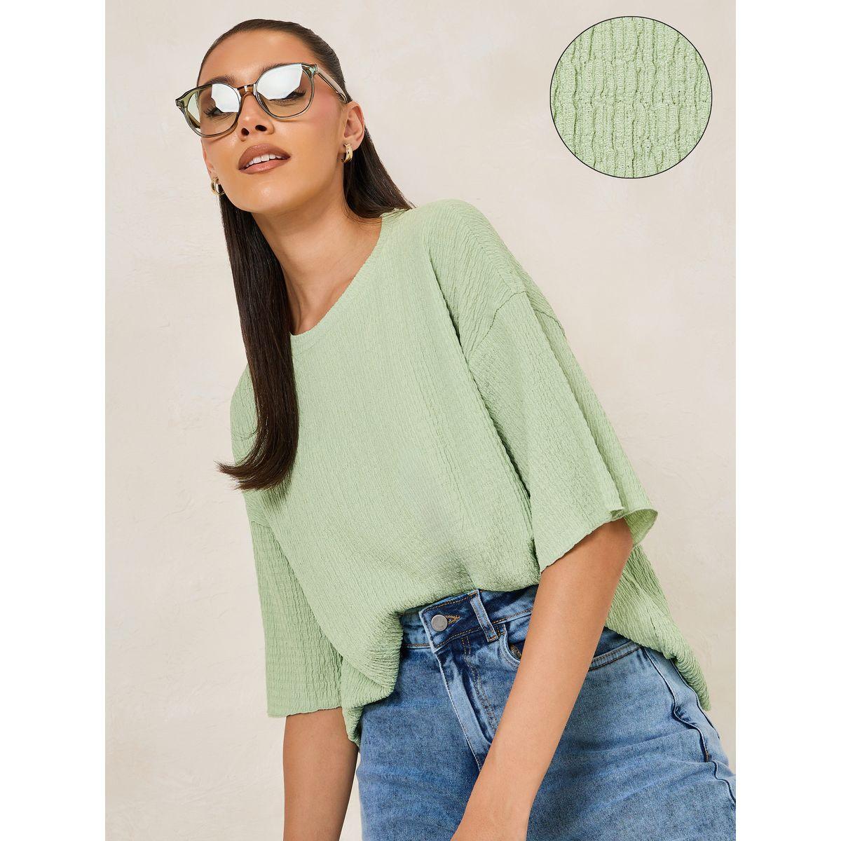 Styli Oversized Textured Drop Shoulder T-Shirt-women-clothing-tshirts-image-1