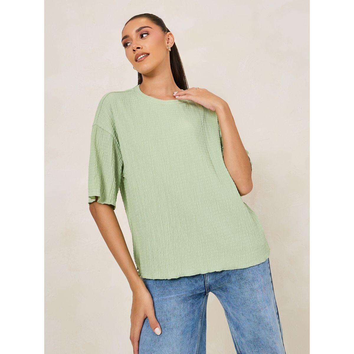 Styli Oversized Textured Drop Shoulder T-Shirt-women-clothing-tshirts-image-3