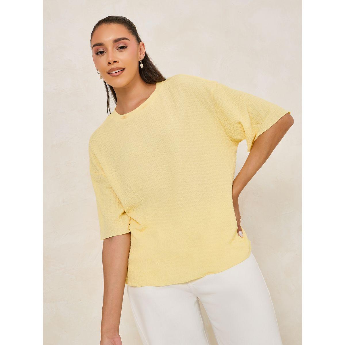 Styli Oversized Textured Drop Shoulder T-Shirt-women-clothing-tshirts-image-3