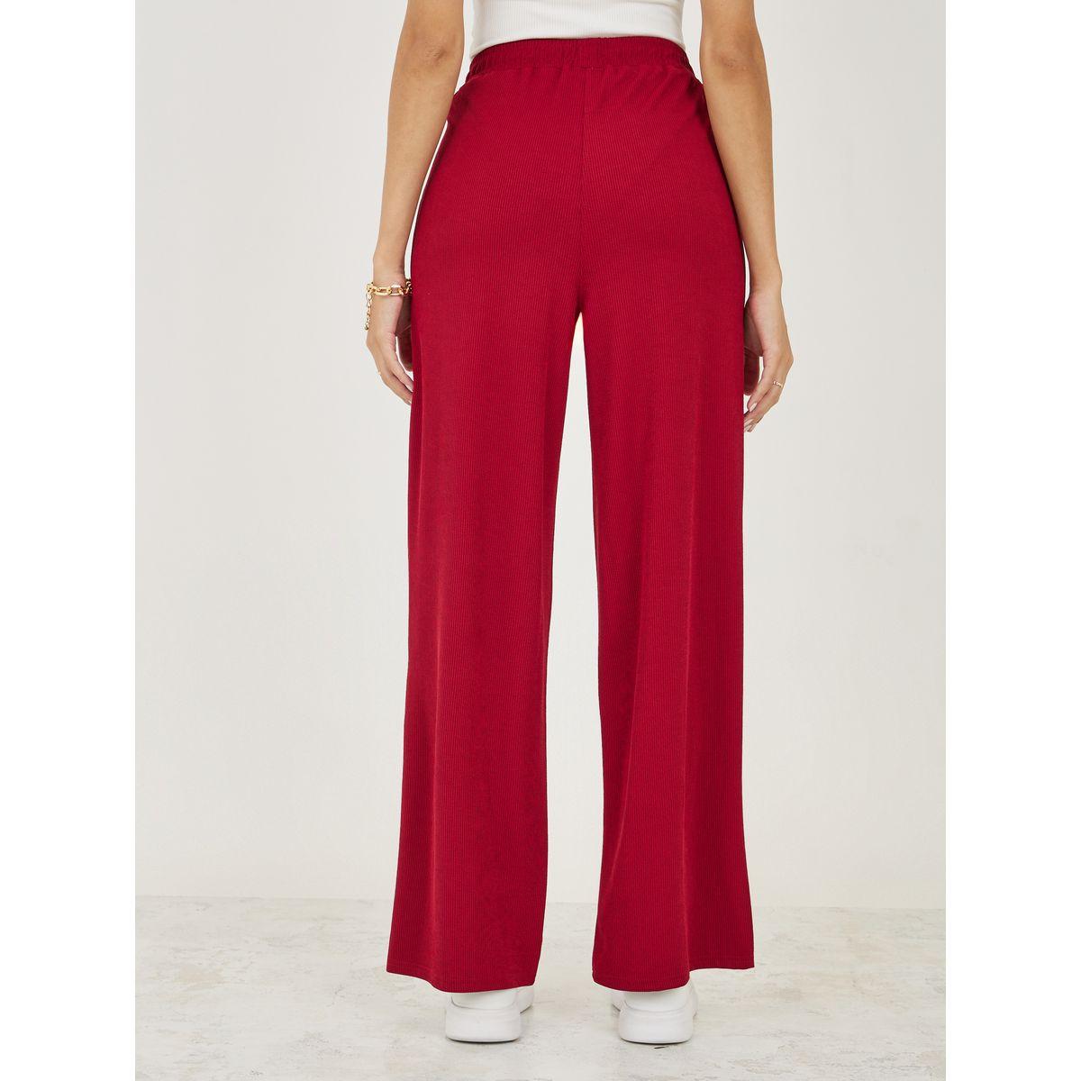 Styli Solid Ribbed Wide Leg Pants-women-clothing-bottoms-trousers-image-4