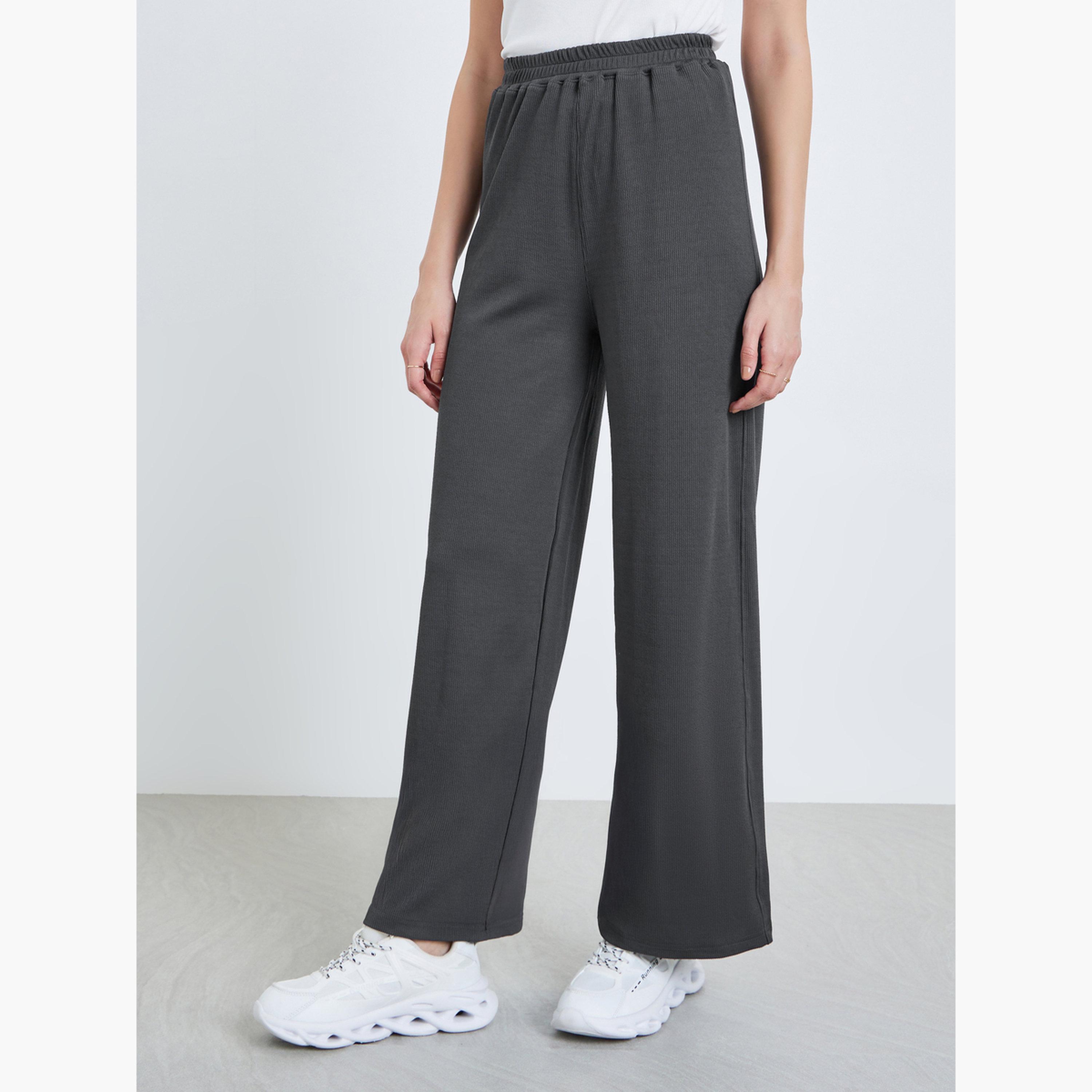 بنطال مضلع بأرجل واسعة-women-clothing-bottoms-trousers-image-1