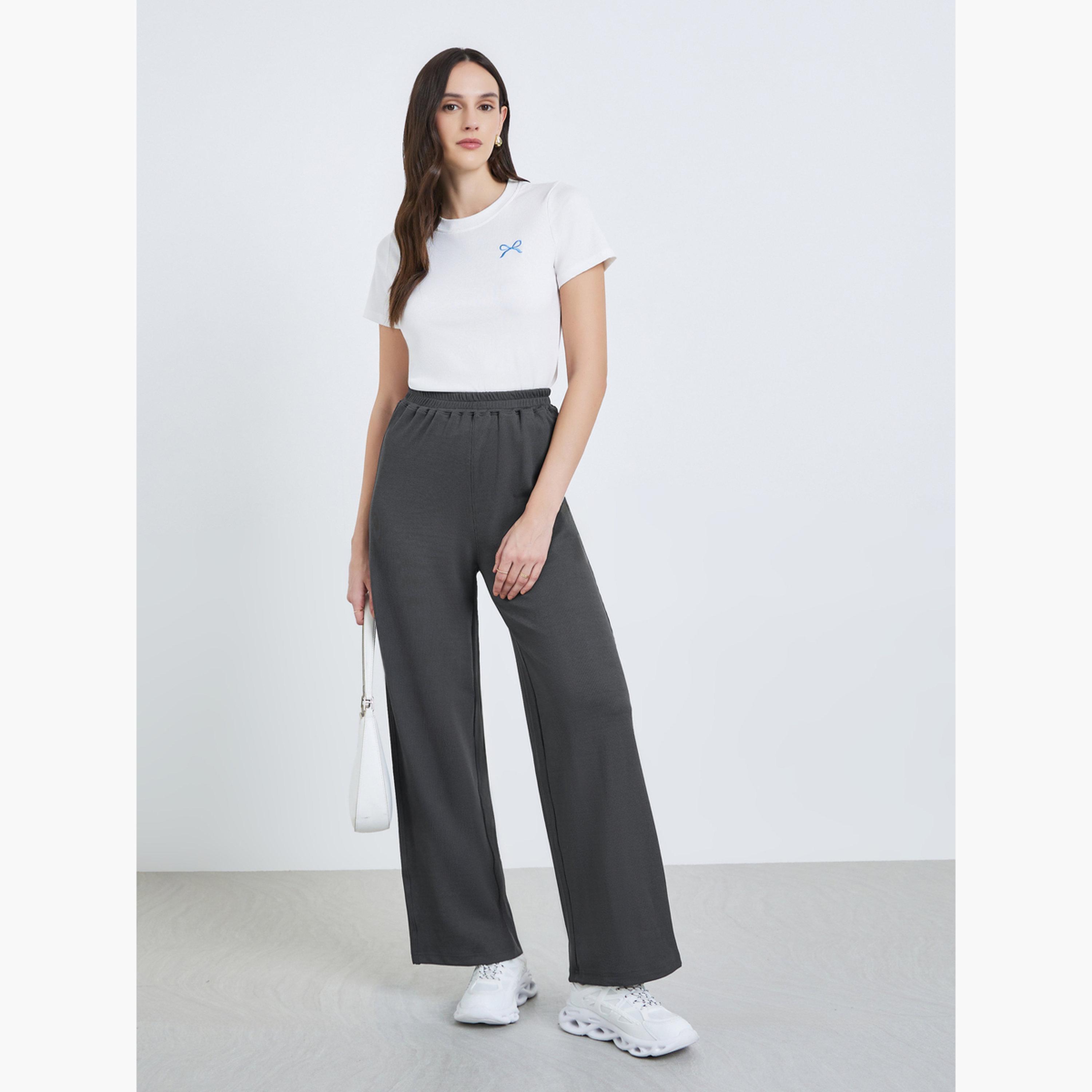 بنطال مضلع بأرجل واسعة-women-clothing-bottoms-trousers-image-2
