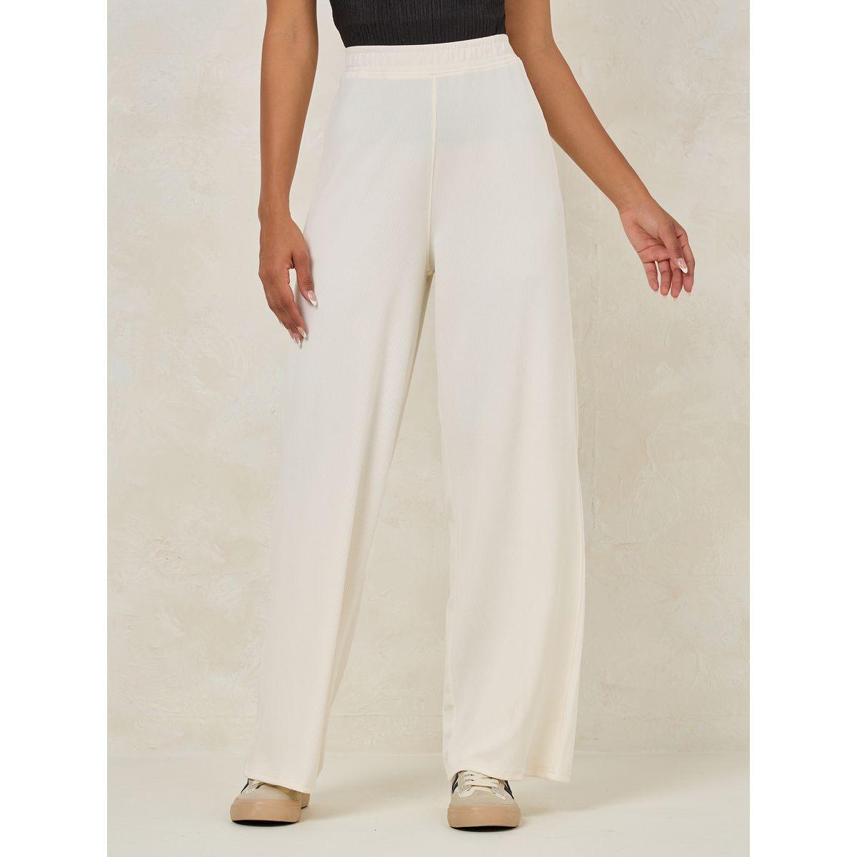 Styli Solid Ribbed Wide Leg Pants-women-clothing-bottoms-trousers-image-1