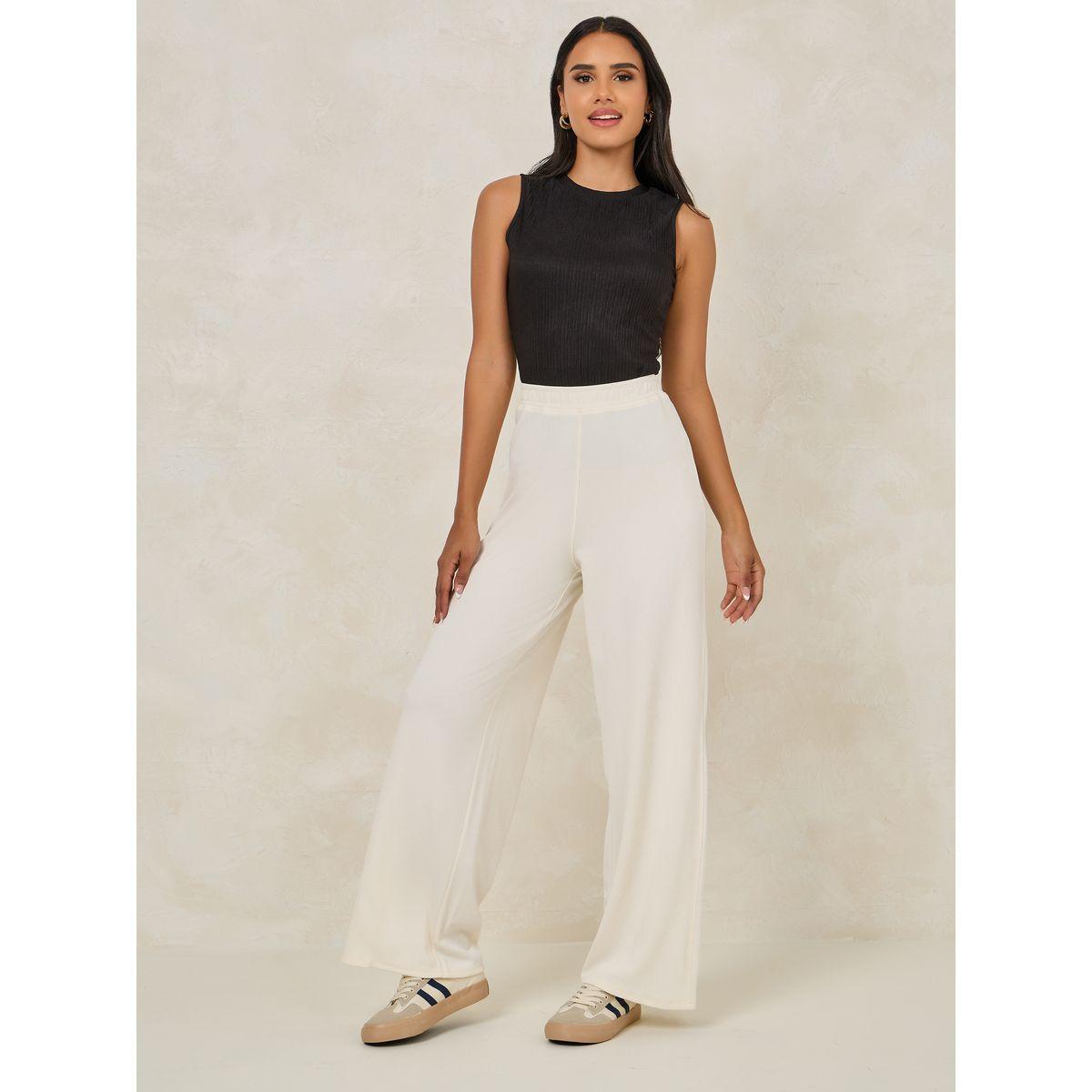 بنطال سادة مضلع بارجل واسعة-women-clothing-bottoms-trousers-image-2