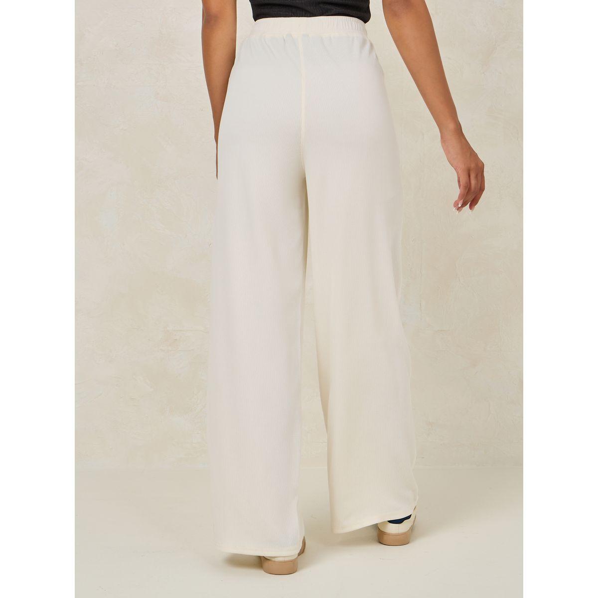 بنطال سادة مضلع بارجل واسعة-women-clothing-bottoms-trousers-image-4