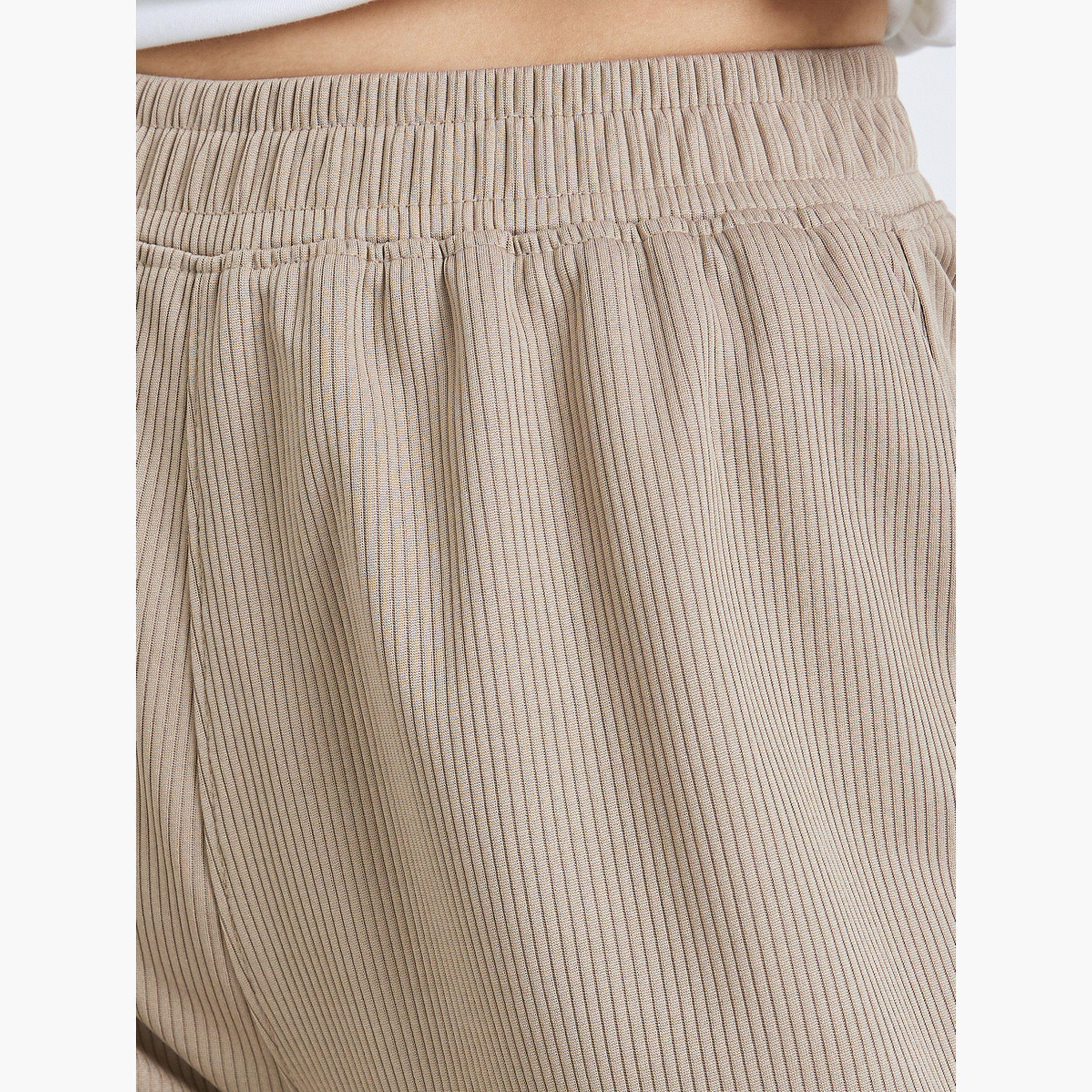 Styli Women Khaki Ribbed Wide Leg Jogger-women-clothing-bottoms-joggers-image-3