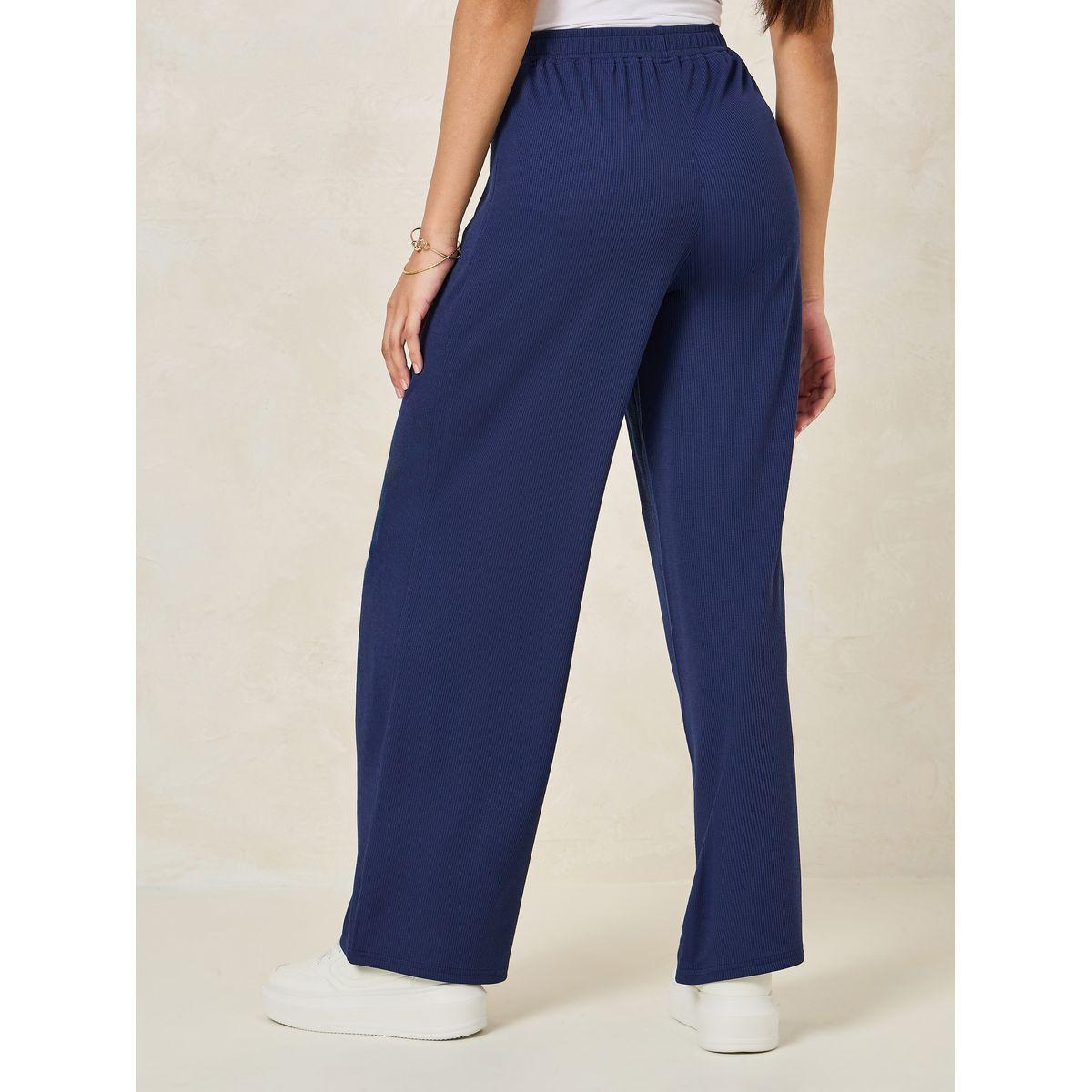 Styli Solid Ribbed Wide Leg Pants-women-clothing-bottoms-trousers-image-4