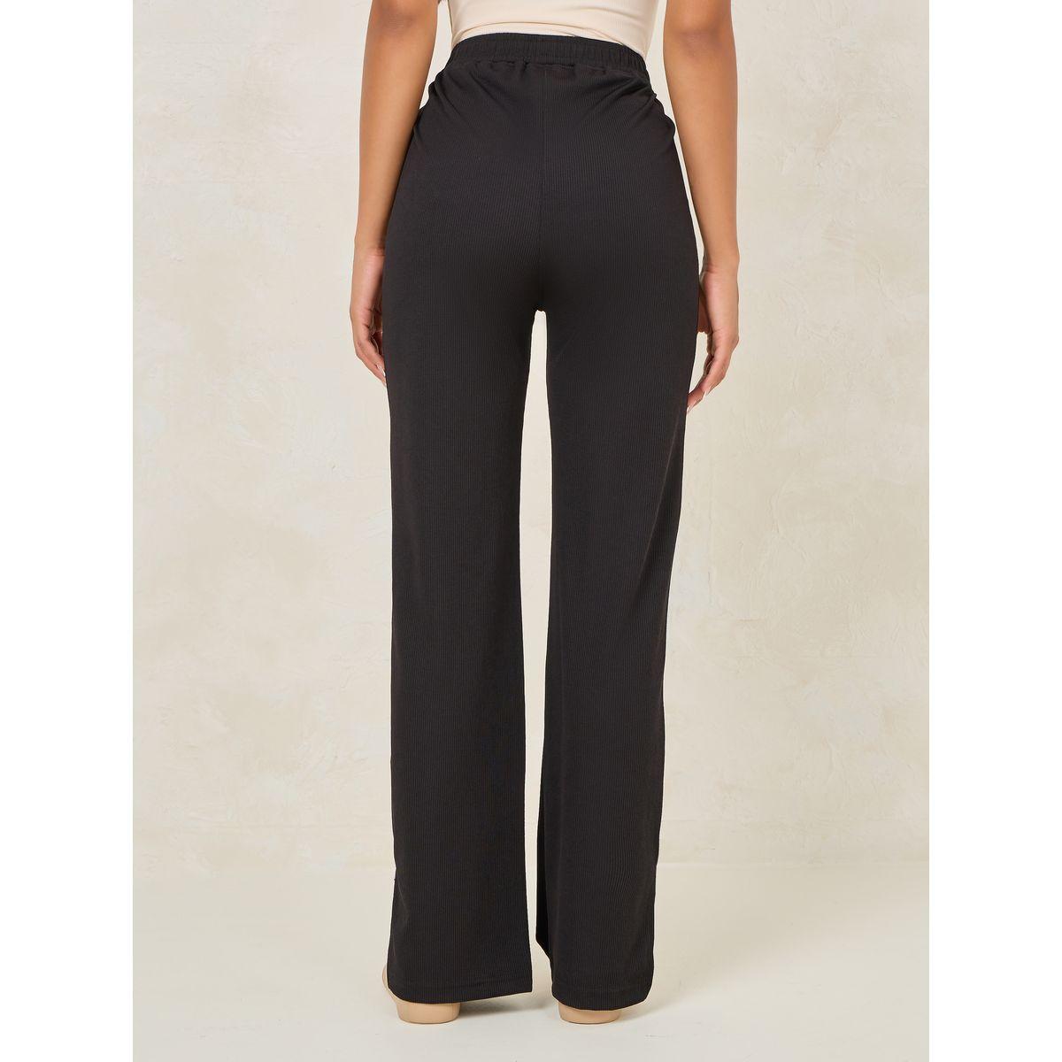Styli Ribbed Straight Pants with Side Slit-women-clothing-bottoms-trousers-image-4