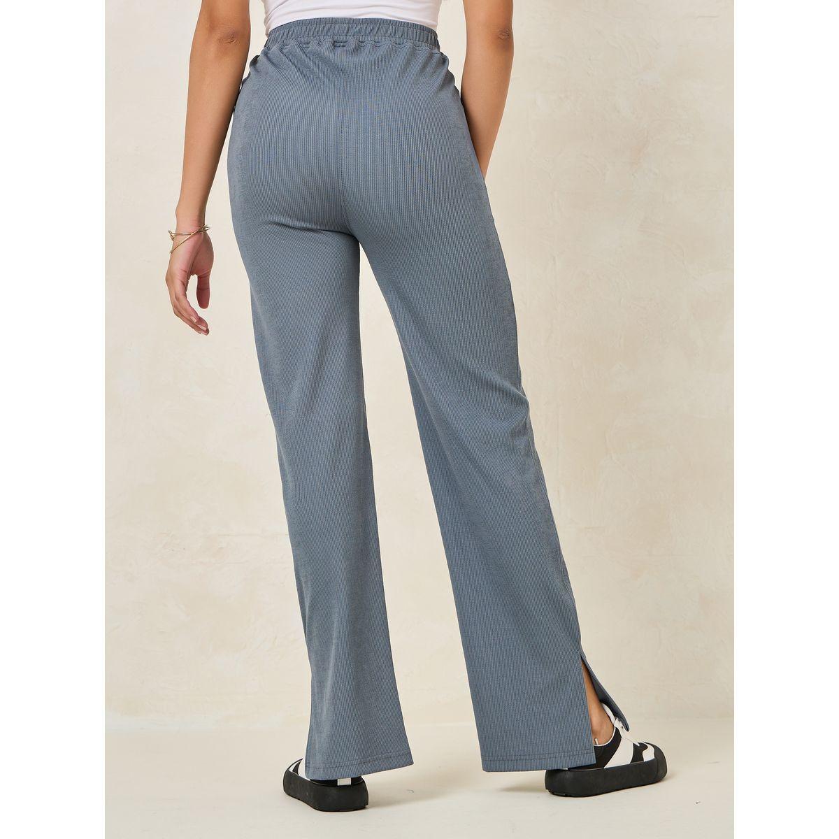 Styli Ribbed Straight Pants with Side Slit-women-clothing-bottoms-trousers-image-5