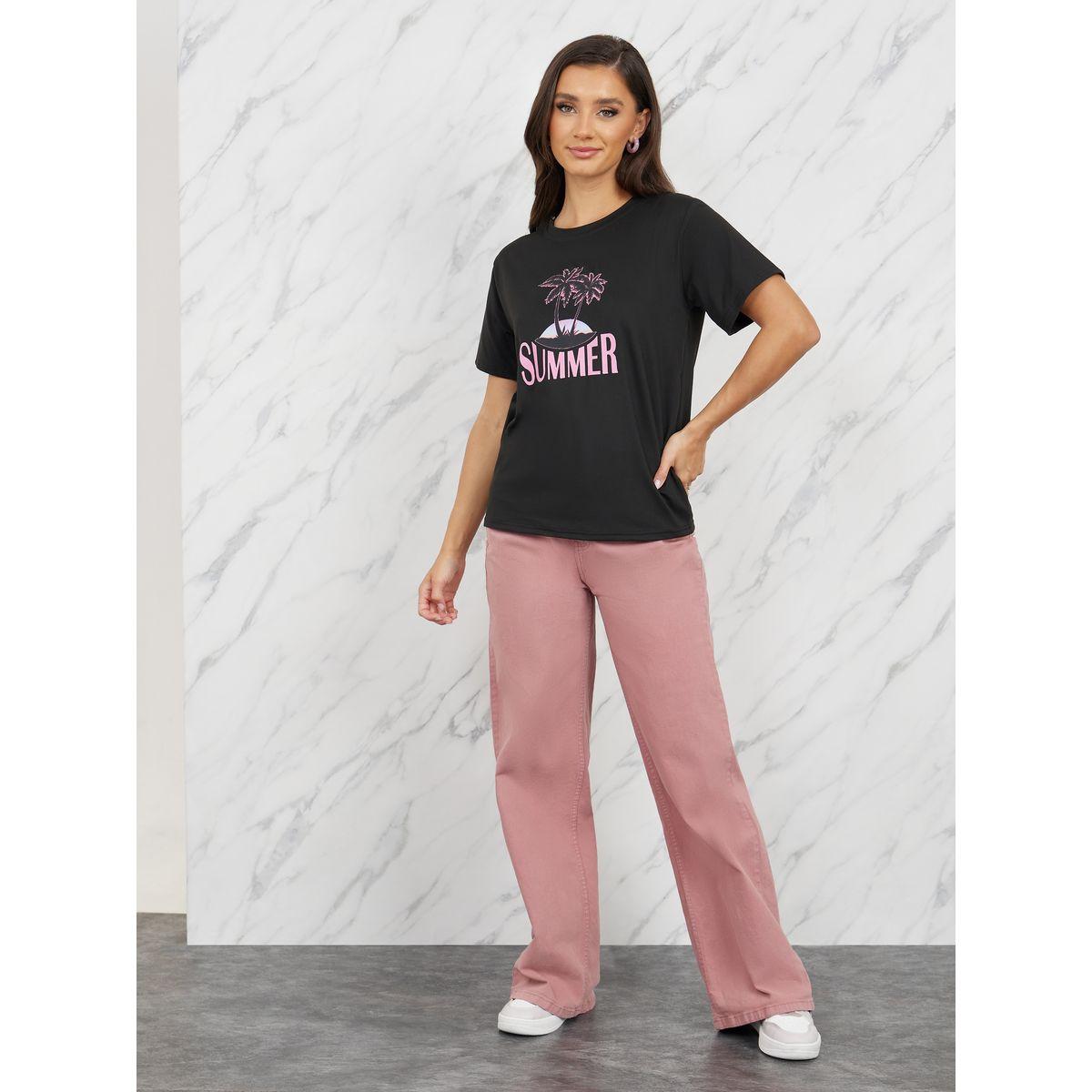 تيشيرت فضفاض مطبع بطبعة جرافيك-women-clothing-tshirts-image-2