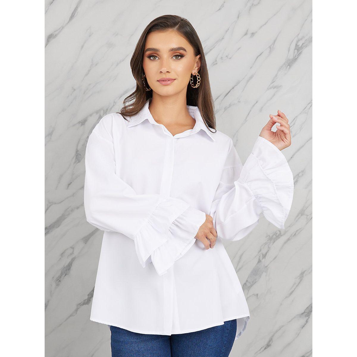 بلوزة بحافة غير متماثلة الطول مع اكتاف منخفضة-women-clothing-shirtsandblouses-shirts-image-4