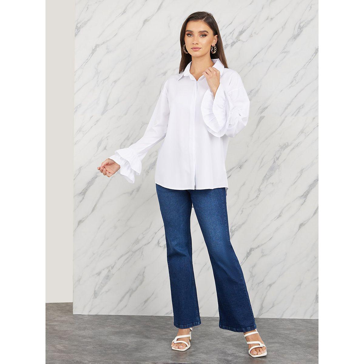 بلوزة بحافة غير متماثلة الطول مع اكتاف منخفضة-women-clothing-shirtsandblouses-shirts-image-3