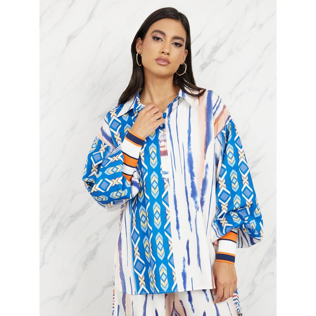 مجموعة من بنطال بارجل واسعة مع بلوزة بكتف منخفض-women-clothing-coordsets-image-3