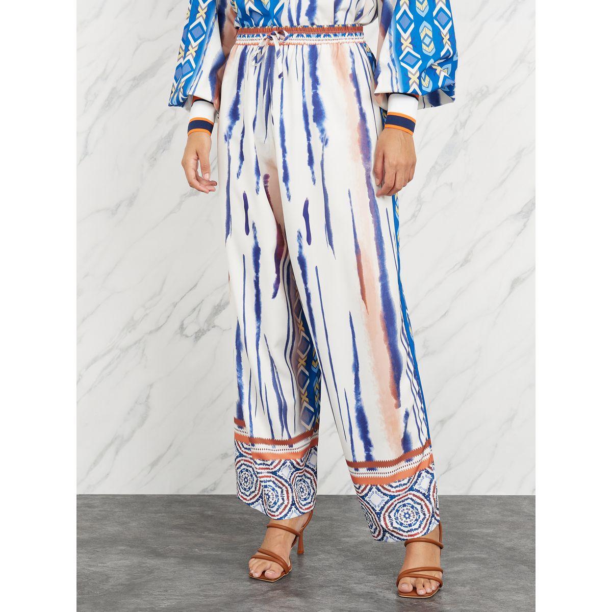 Styli Abstract Print Drop Shoulder Shirt and Wide Leg Pant Set-women-clothing-coordsets-image-6