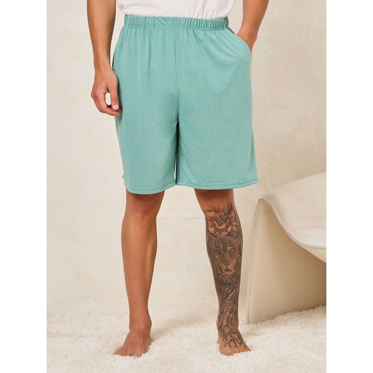Styli Unwind Dare To Dream Slogan Print T-Shirt & Shorts Set-men-clothing-nightwear-sets-image-4