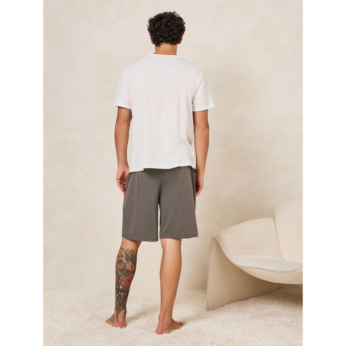 Styli Unwind Imagine Slogan Print T-Shirt & Shorts Set-men-clothing-nightwear-sets-image-4