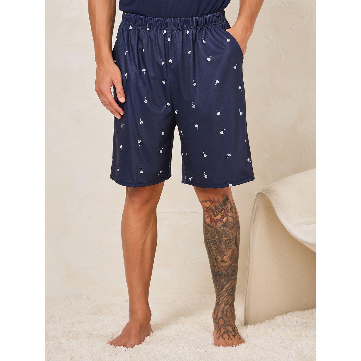 Styli Unwind Nap Time Slogan Print T-Shirt & Shorts Set-men-clothing-nightwear-sets-image-4