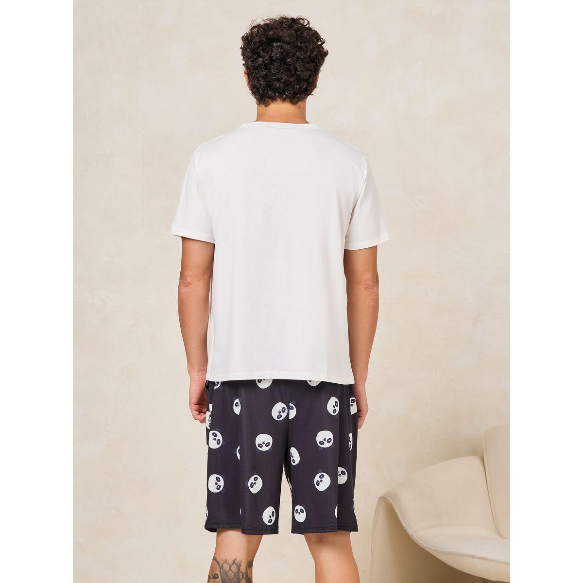 مجموعة من شورت وتيشيرت بطبعة باندا-men-clothing-nightwear-sets-image-5