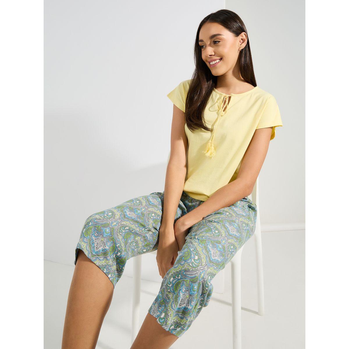 Styli Unwind Tassel Tie T-Shirt & Damask Capri Set-women-clothing-nightwear-pyjamas-longsets-image-1