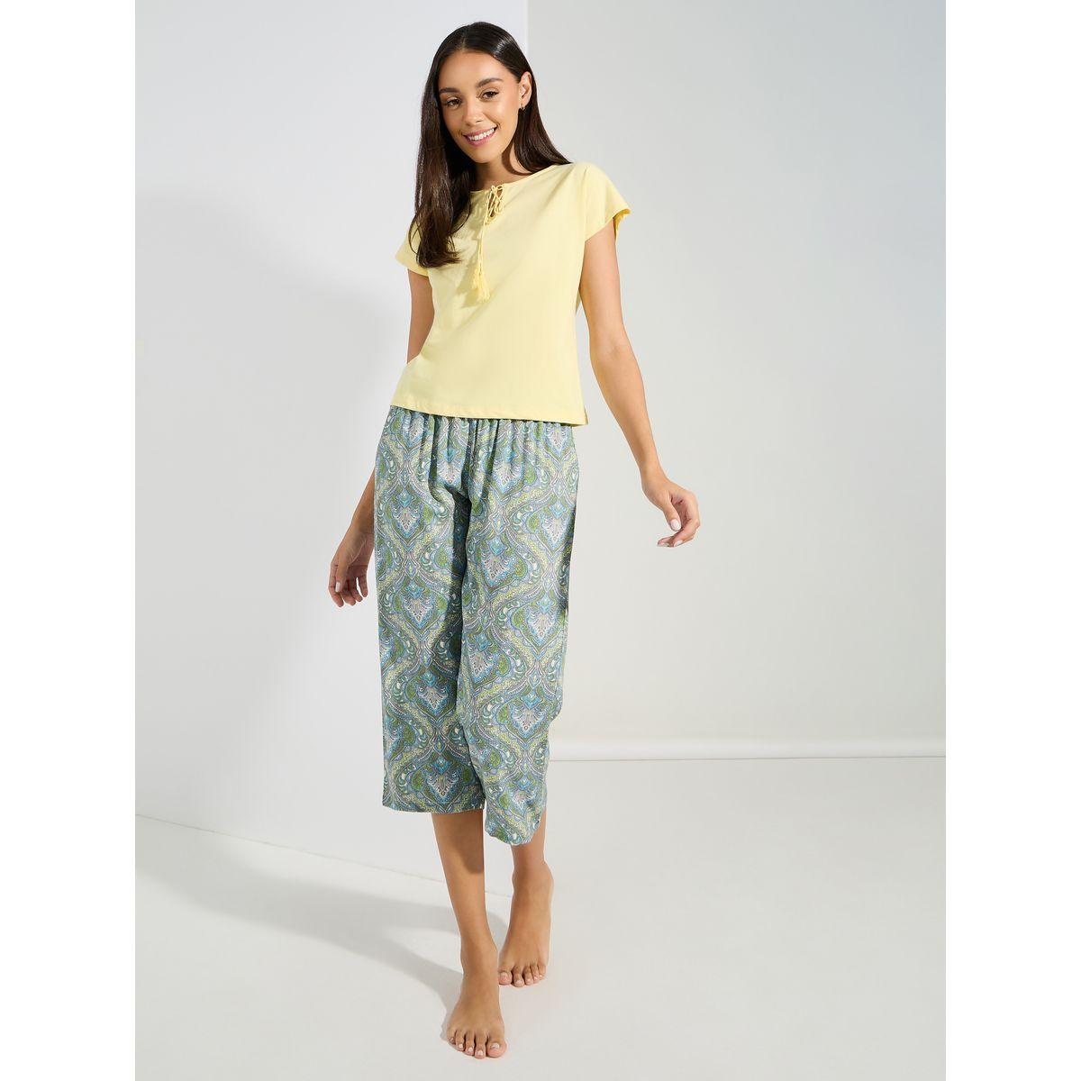 Styli Unwind Tassel Tie T-Shirt & Damask Capri Set-women-clothing-nightwear-pyjamas-longsets-image-2