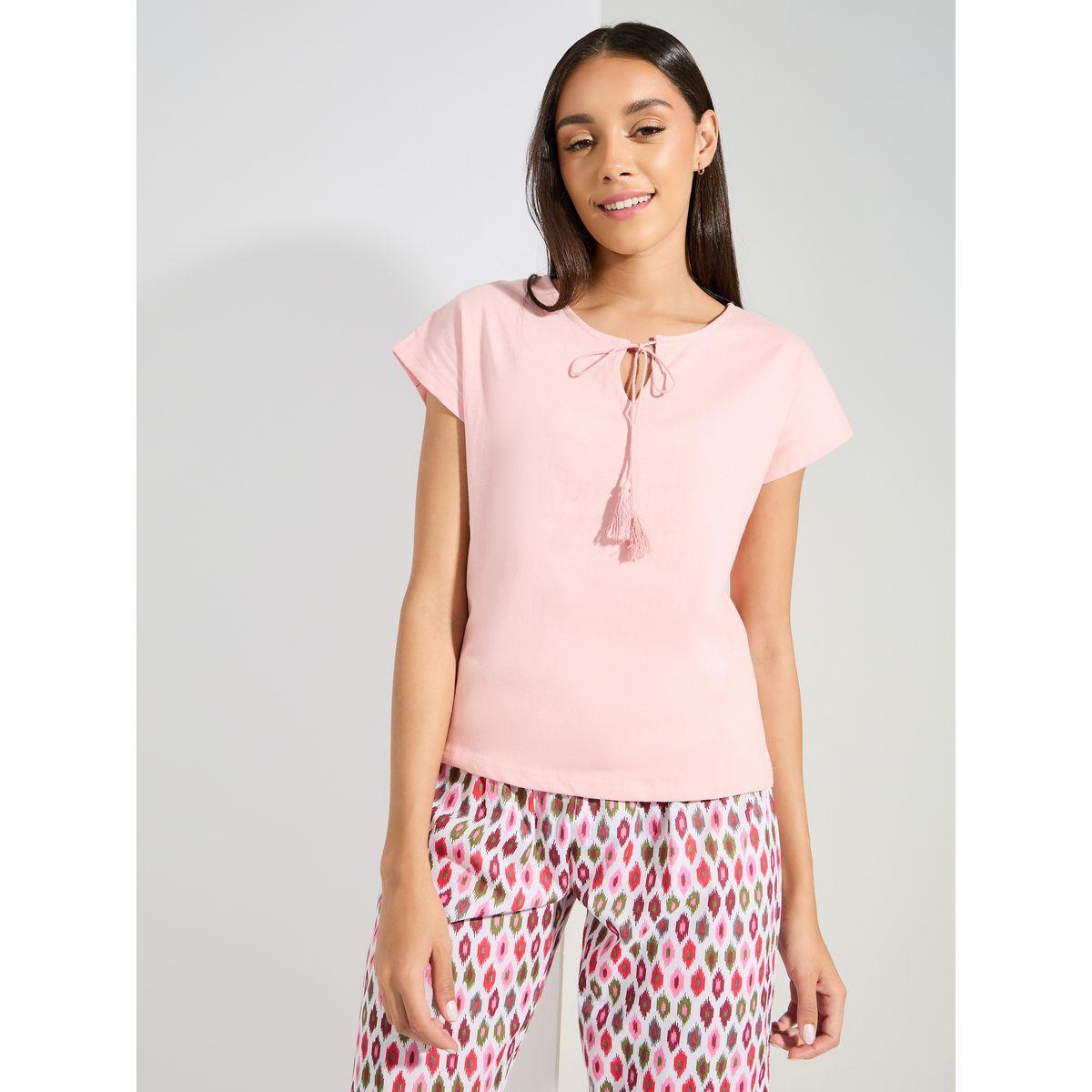 Styli Unwind Tassel Tie T-Shirt & Geo Capri Set-women-clothing-nightwear-pyjamas-longsets-image-2