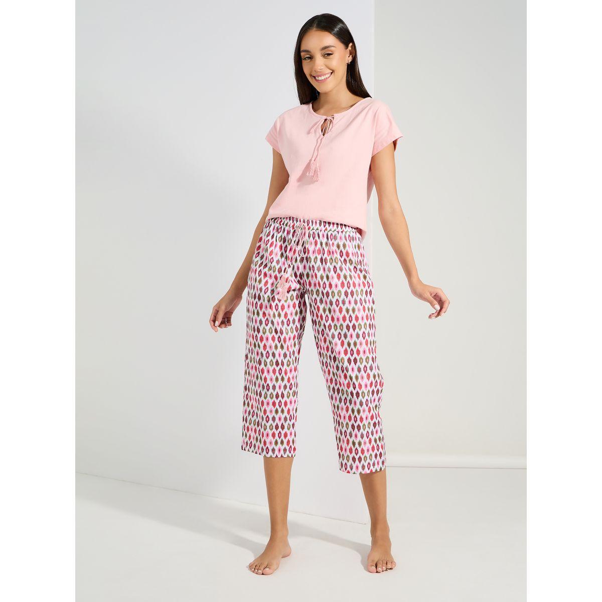 Styli Unwind Tassel Tie T-Shirt & Geo Capri Set-women-clothing-nightwear-pyjamas-longsets-image-5