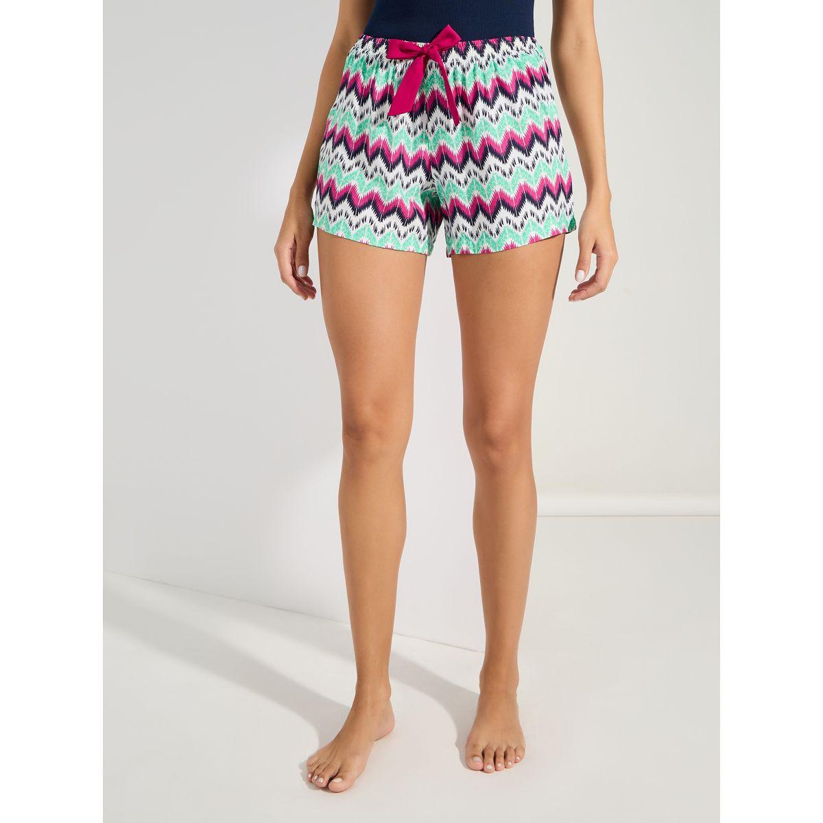 مجموعة من شورت ازتيك مع فيست مضلع بتداخلات مُتباينة-women-clothing-nightwear-pyjamas-shortsets-image-5
