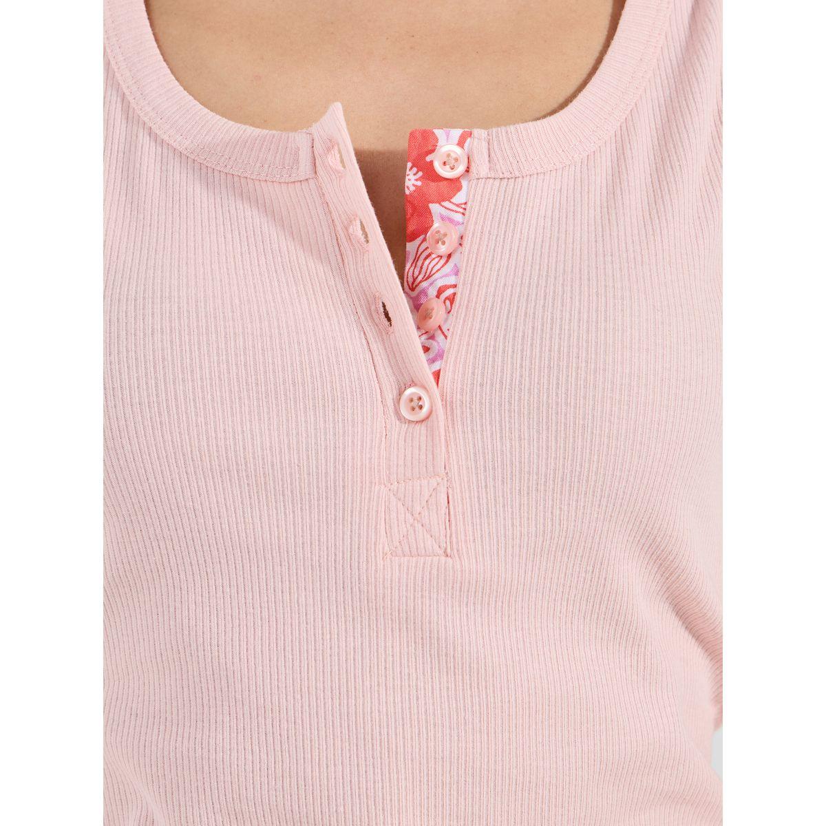 Styli Unwind Rib Contrast Placket Vest & Floral Shorts Set-women-clothing-nightwear-pyjamas-shortsets-image-3