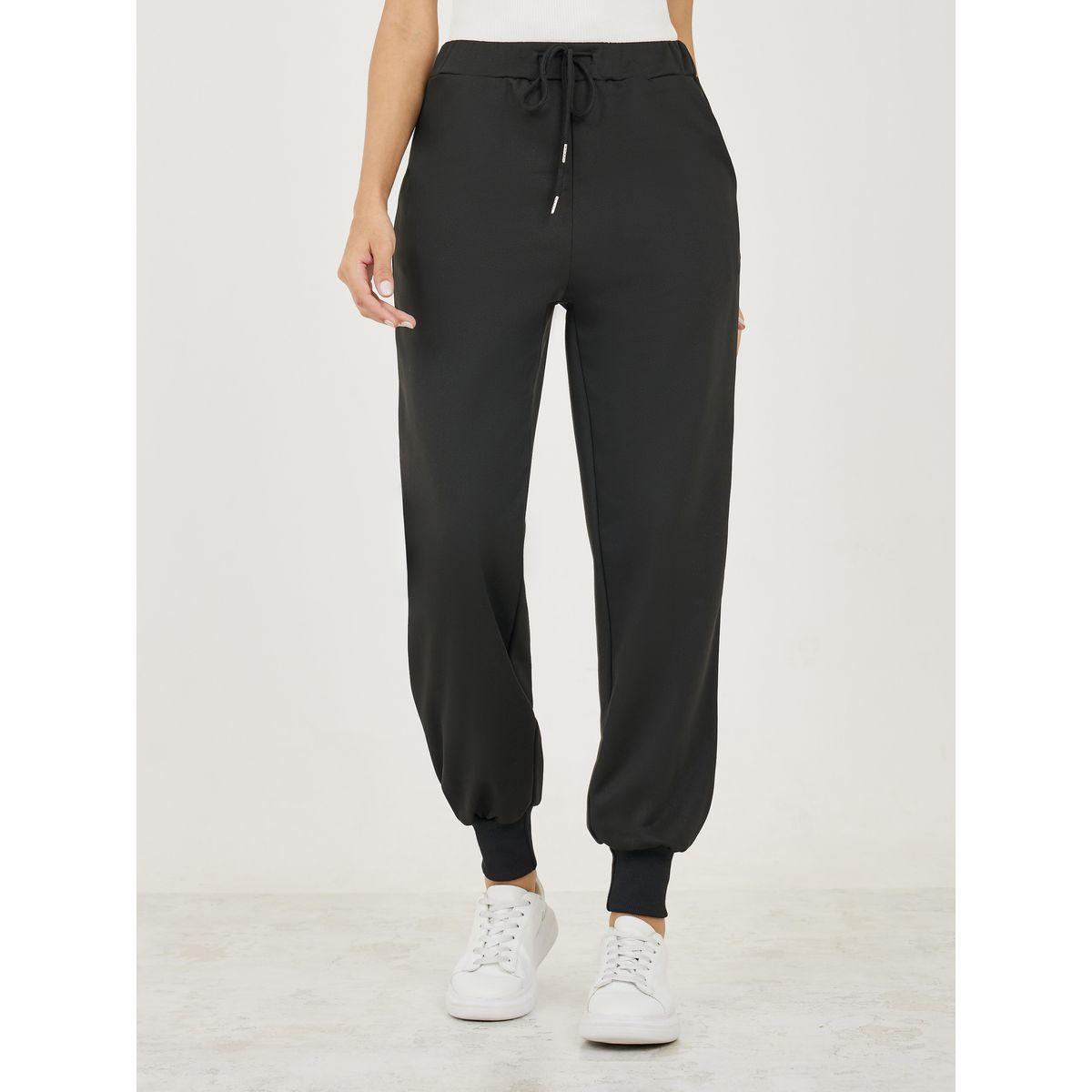 Styli Cuffed Tapered Ankle Length Joggers with Drawstring-women-clothing-bottoms-joggers-image-1