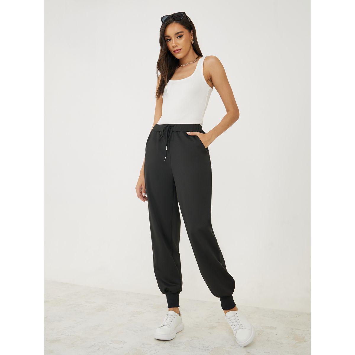Styli Cuffed Tapered Ankle Length Joggers with Drawstring-women-clothing-bottoms-joggers-image-2