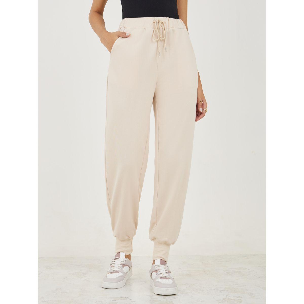Styli Cuffed Tapered Ankle Length Joggers with Drawstring-women-clothing-bottoms-joggers-image-1