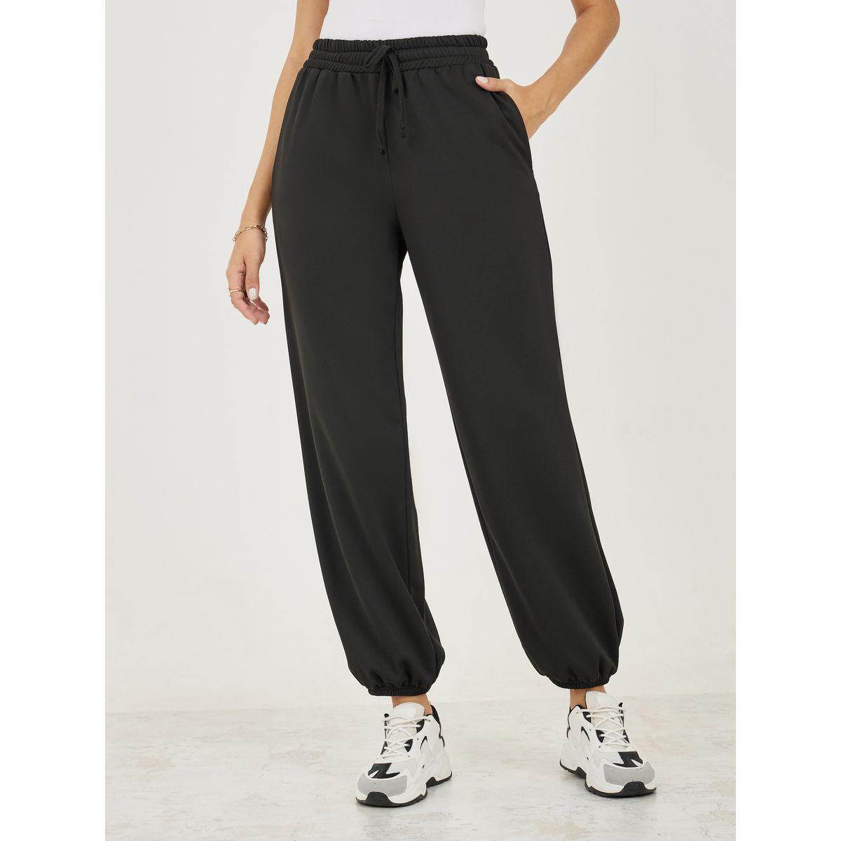 Styli Regular Fit Joggers with Cuffed Hem and Drawstrings-women-clothing-bottoms-joggers-image-4