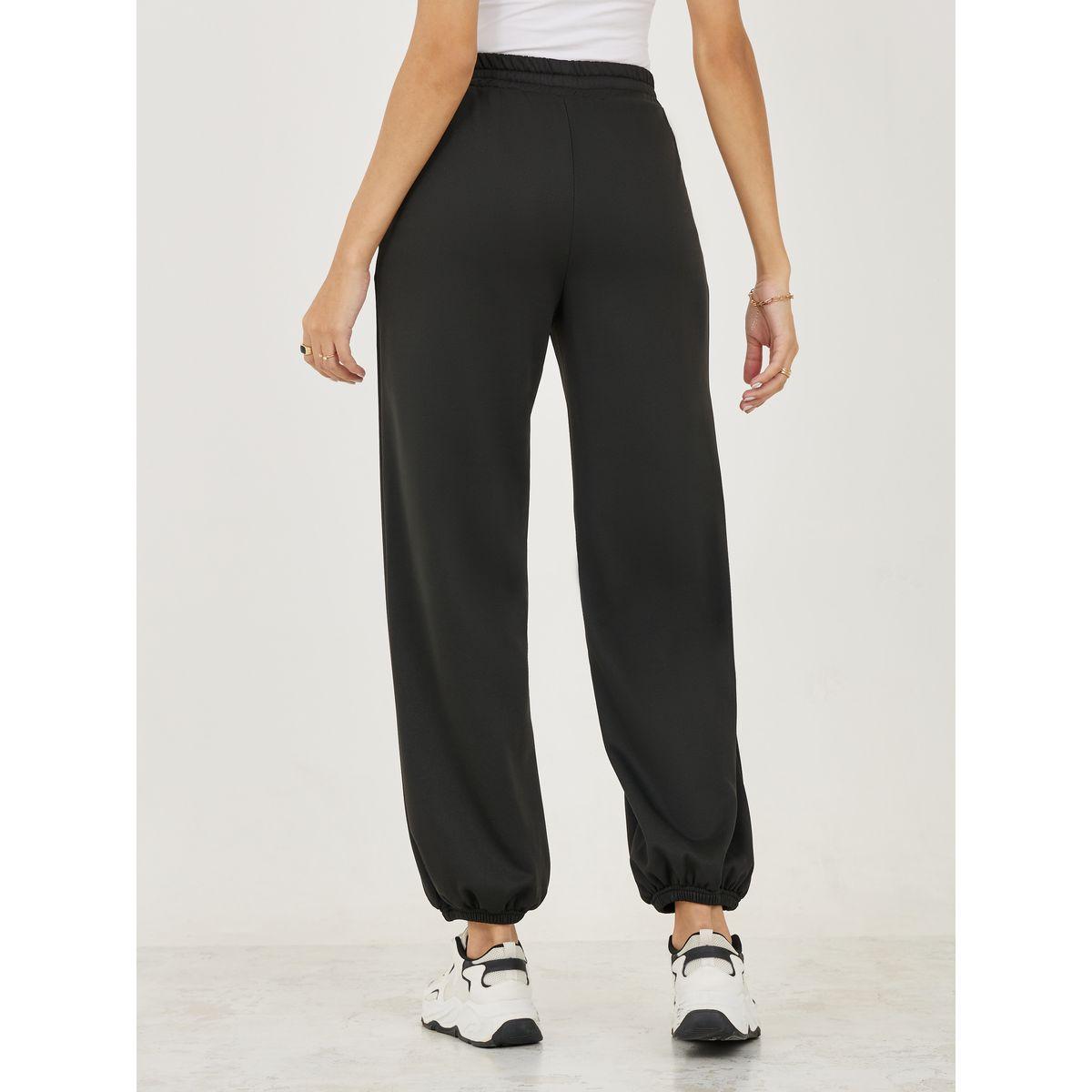 Styli Regular Fit Joggers with Cuffed Hem and Drawstrings-women-clothing-bottoms-joggers-image-4