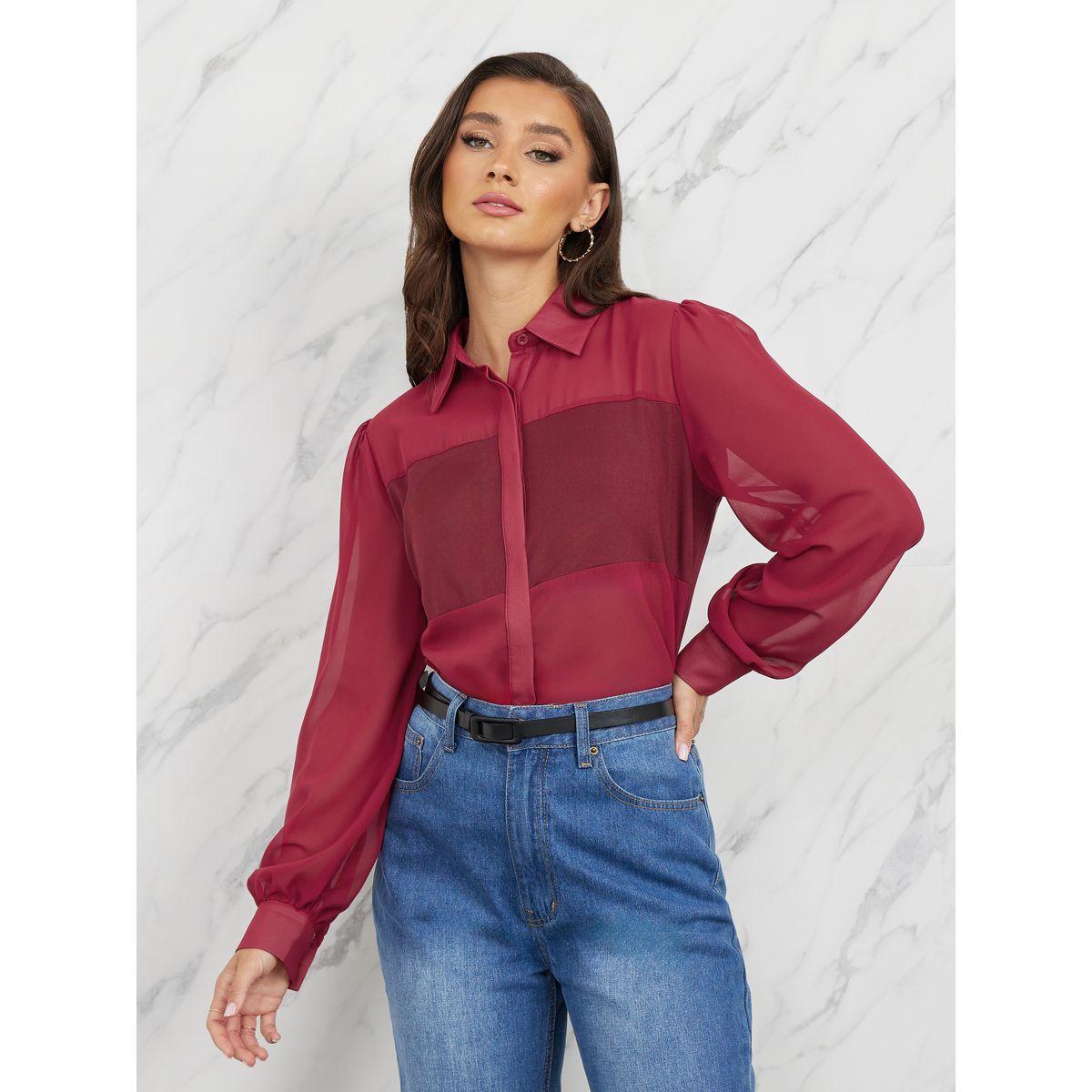 Styli Colorblock Placket Regular Fit Shirt-women-clothing-shirtsandblouses-shirts-image-1