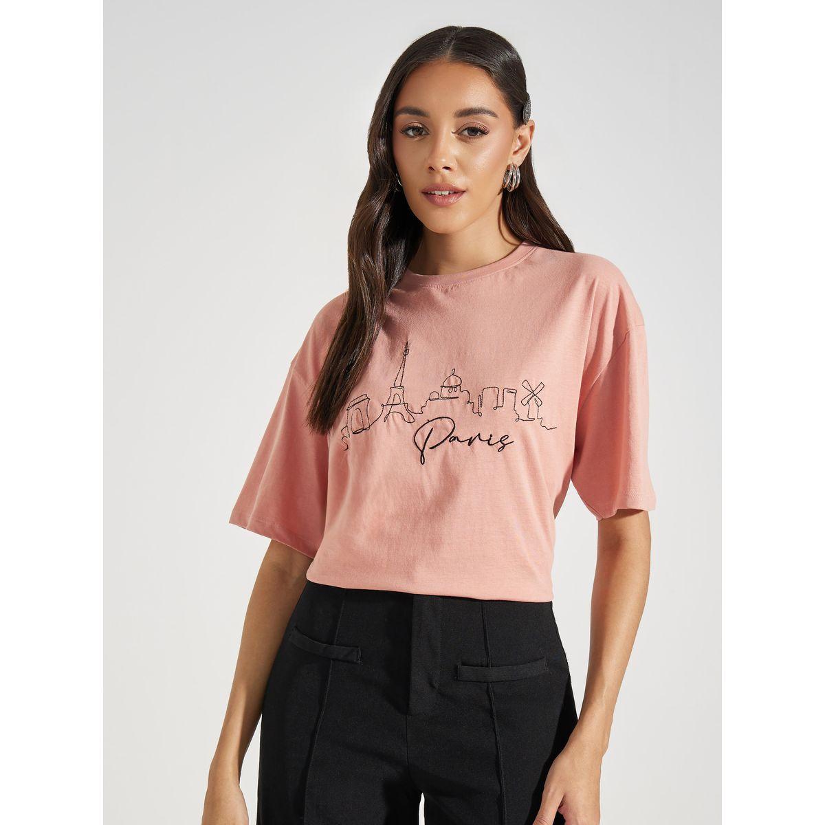 Styli Oversized Embroidered Paris Skyline Short Sleeves T-Shirt-women-clothing-tshirts-image-2