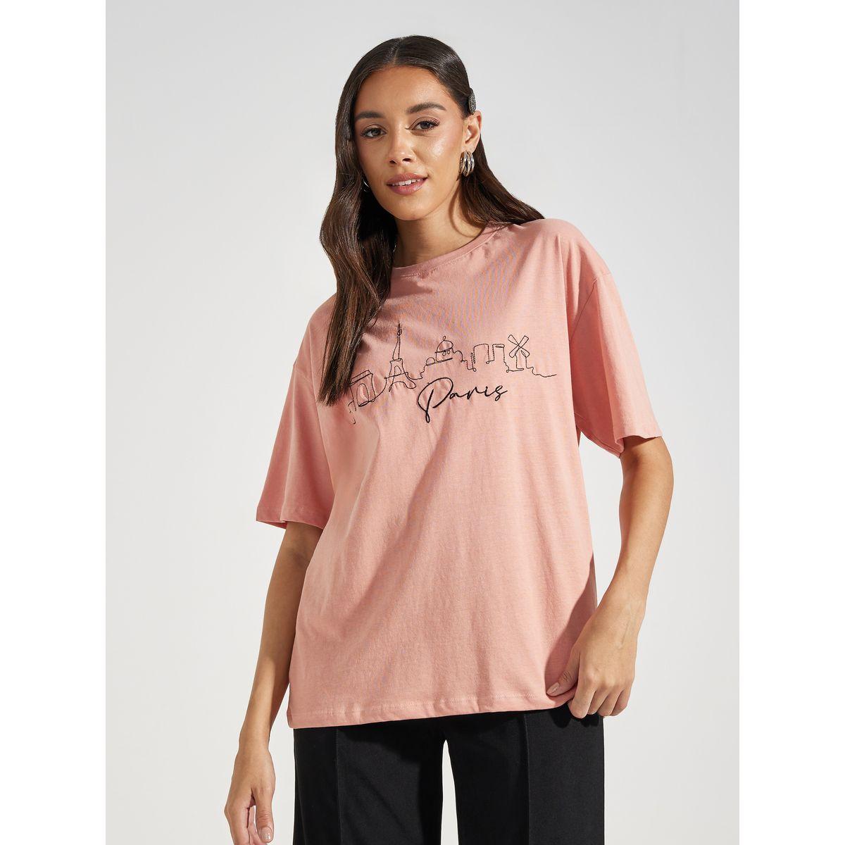 Styli Oversized Embroidered Paris Skyline Short Sleeves T-Shirt-women-clothing-tshirts-image-3